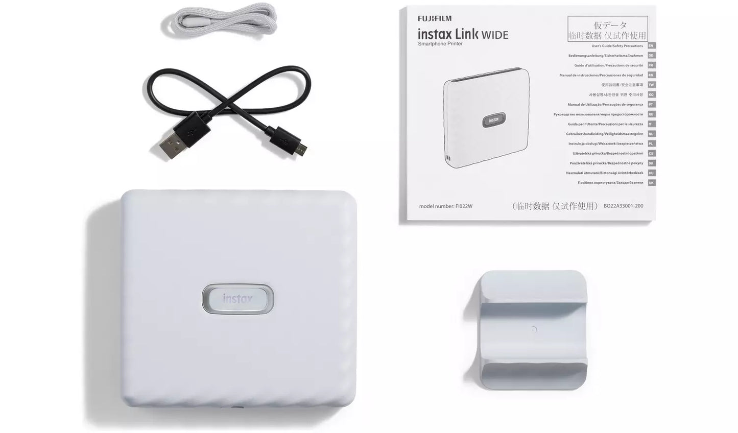 Fujifilm instax Link WIDE Smartphone Printer – White (New) Fujifilm