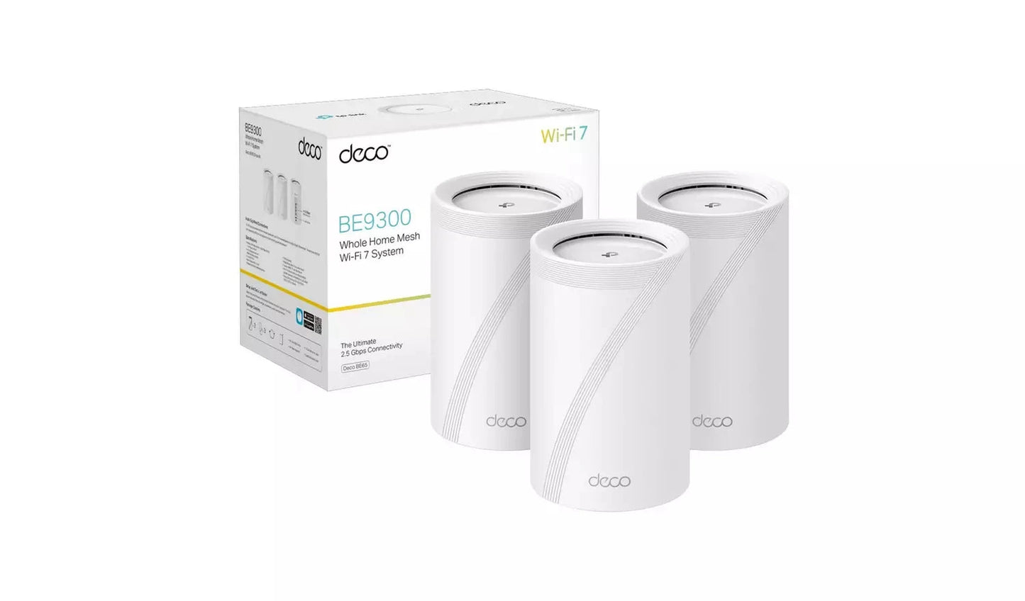 TP-Link Deco BE65 Whole Home Mesh Wi-Fi 7 System (3-Pack, 9.3Gbps) TP Link