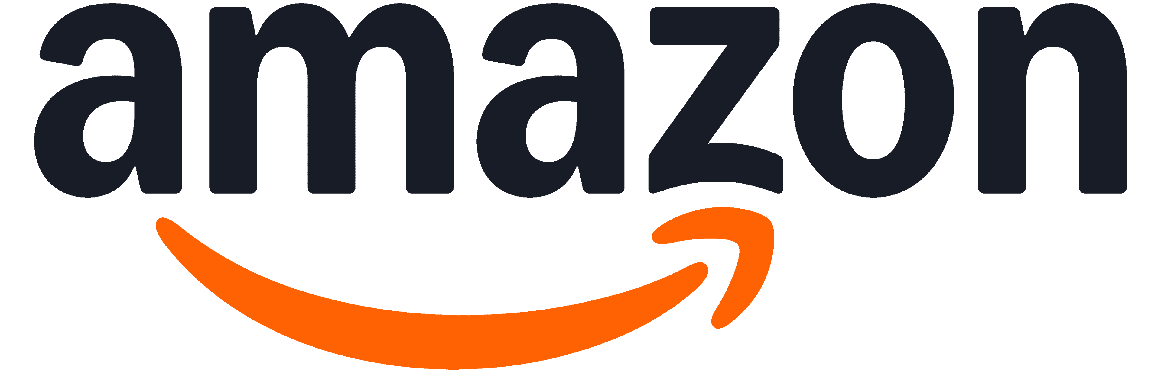 Amazon logo with black text and orange smile on a white background