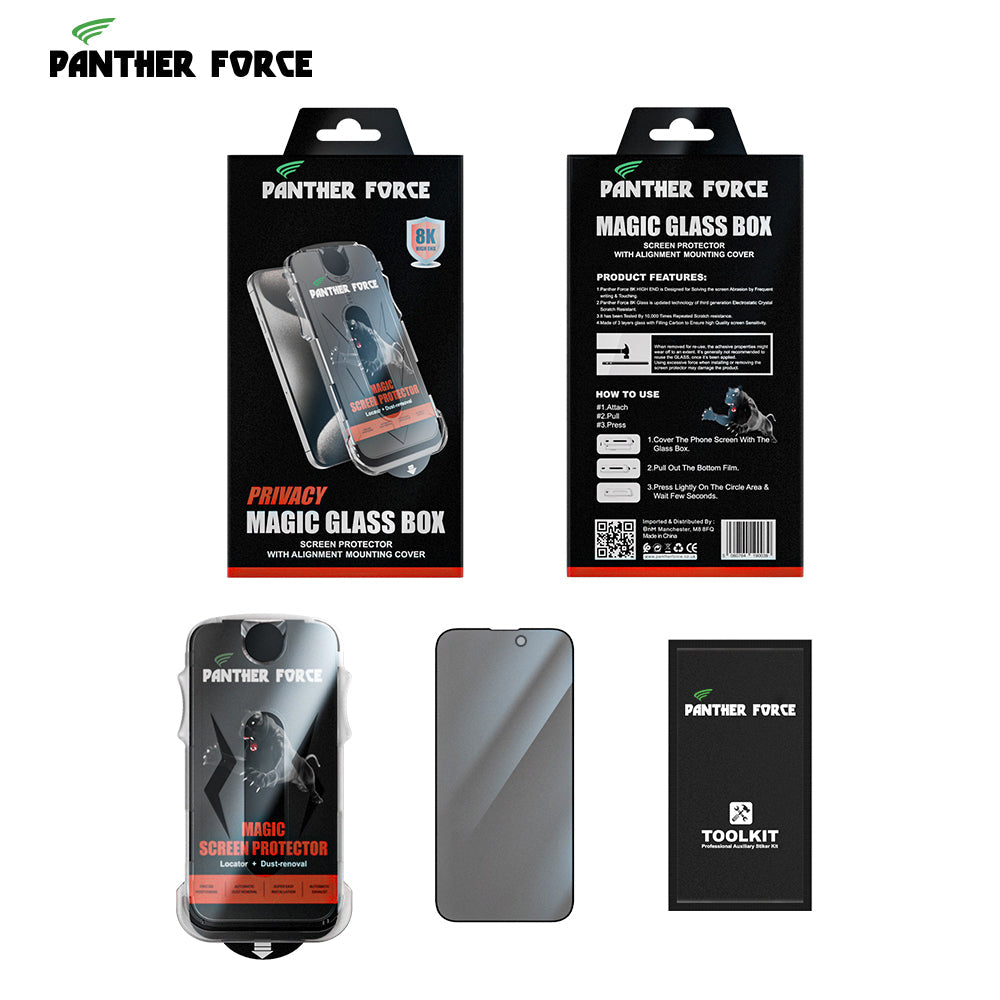 Panther Force 8k Magic Glass Box Screen Protector With Privacy For All iPhones