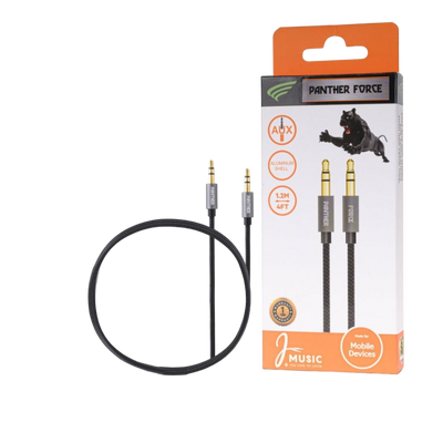 PF110- Panther Force 1.2M AUX Cable - Extended Length for Convenient Charging and Sync-ing of Your Phone