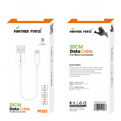 PF283- Panther Force 20cm Data Cable Micro Connector