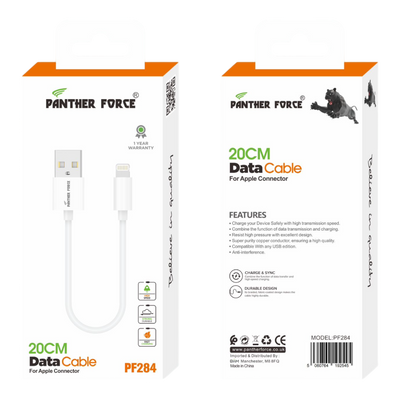 PF284- Panther Force 20cm Data Cable Apple Connector - Fast Charging and Data Transfer