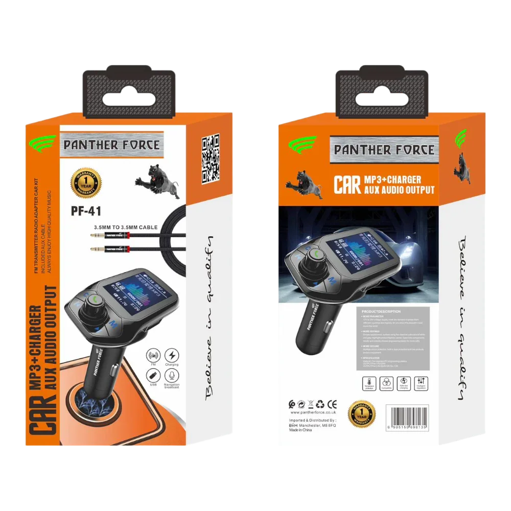 Panther Force Fm Transmitter – 2.4a – Car Mp3 And Charger Aux Audio Output (A2dp – 4edr) - PF41 My Store