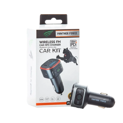 Panther Force 18W Wireless Fm Car Kit With Type-C Car Charger (Multi Light) - PF48 My Store
