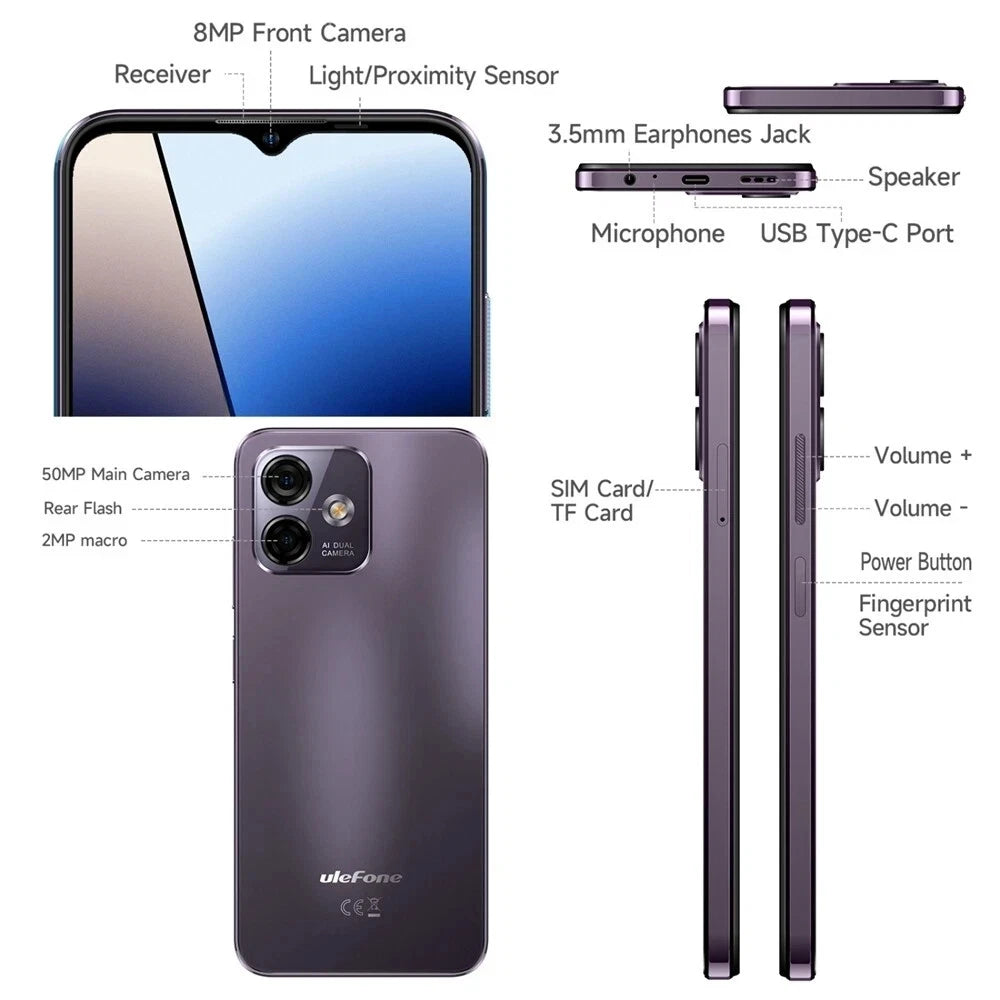 Ulefone Note 16 Pro 12GB+128GB Smartphone – 50MP Camera, Face ID, Global Version (New)