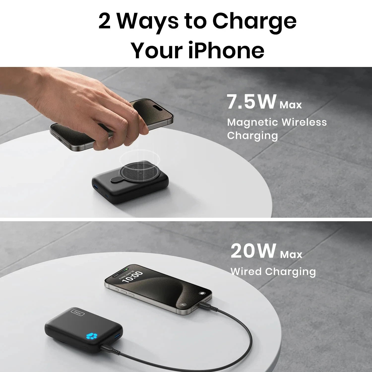 INIU MagSafe 10,000mAh Wireless Power Bank With MagSafe Compatible Fast Charging (New) INIU