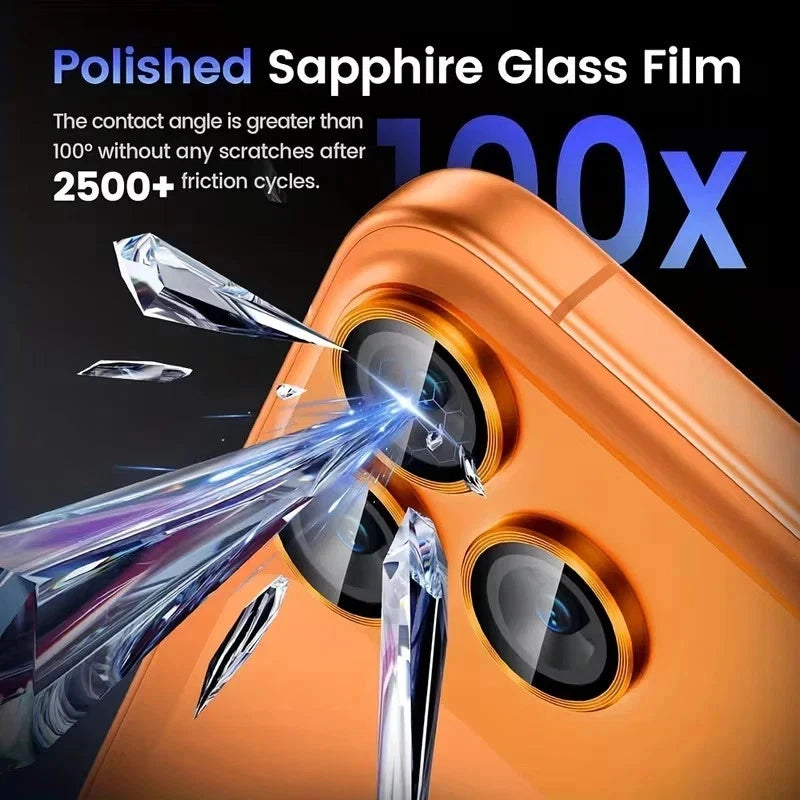 iPhone 17 Pro Max and 17 Pro Full Cover Metal Camera Lens Protector Tempered Glass (Silver) Funki Fone