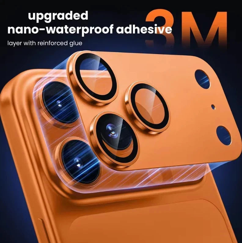 iPhone 17 Pro Max and 17 Pro Full Cover Metal Camera Lens Protector Tempered Glass (Silver) Funki Fone