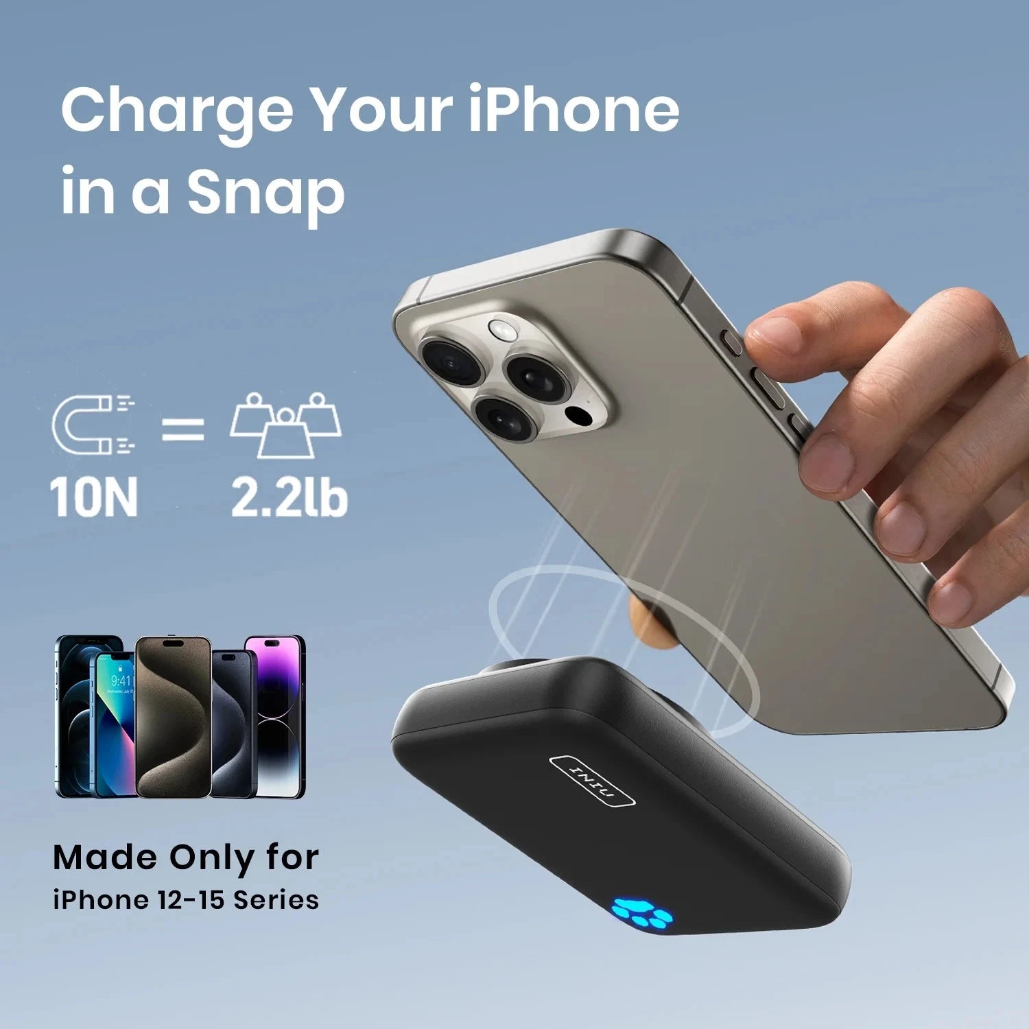 INIU MagSafe 10,000mAh Wireless Power Bank With MagSafe Compatible Fast Charging (New) INIU