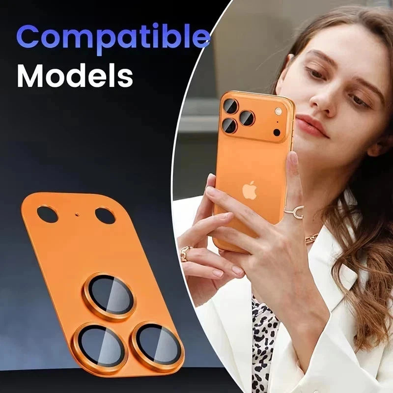 iPhone 17 Pro Max and 17 Pro Full Cover Metal Camera Lens Protector Tempered Glass (Silver) Funki Fone